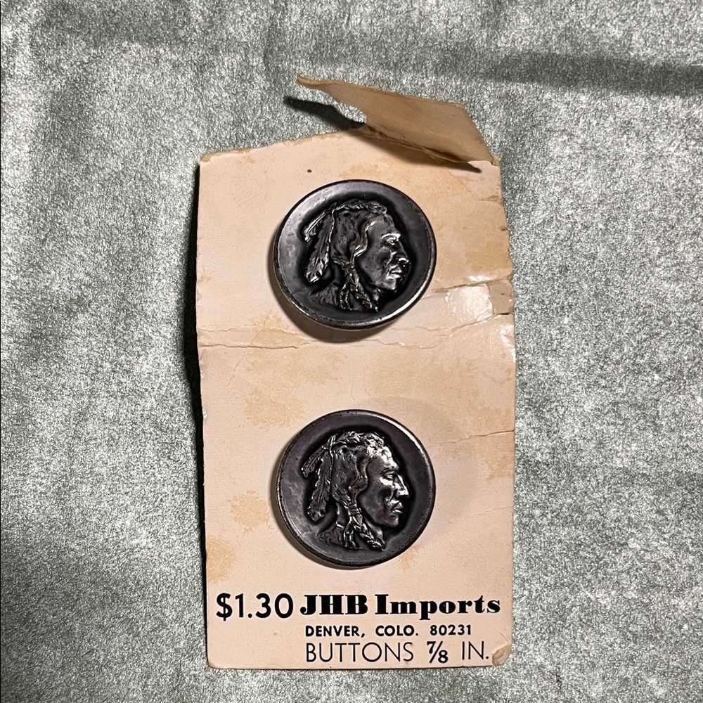 Vintage JHB Indian Head Buffalo Nickel Button Set